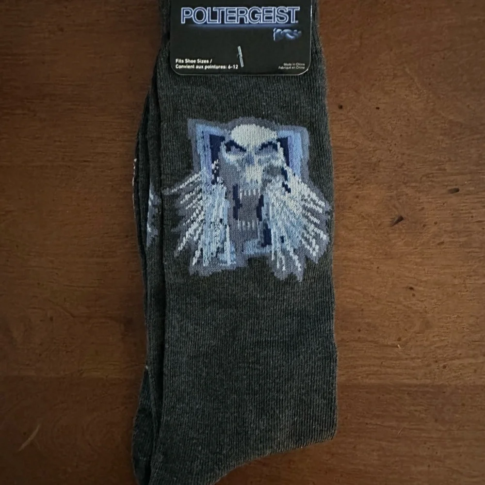 🌵3/$15 dark charcoal grey Poltergeist Ghost Halloween socks (see description)